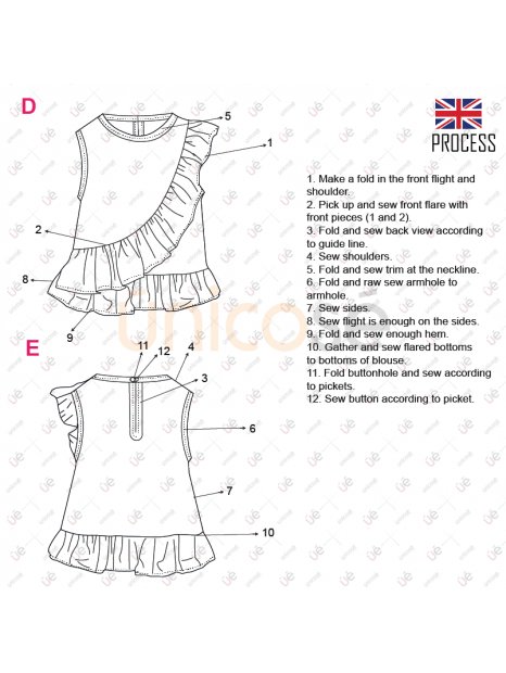 MOLDE BLUSA ASIMETRICA NIÑA 2202 - Image 5