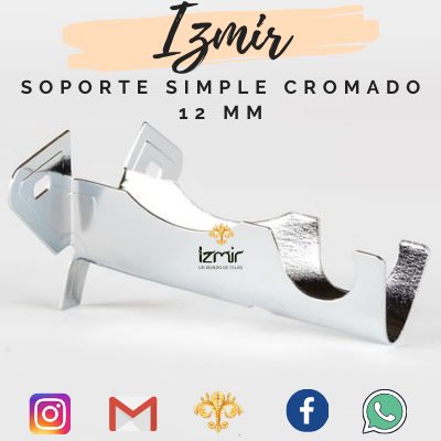 SOPORTE CROMADO SIMPLE 12 MM - Imagen 2